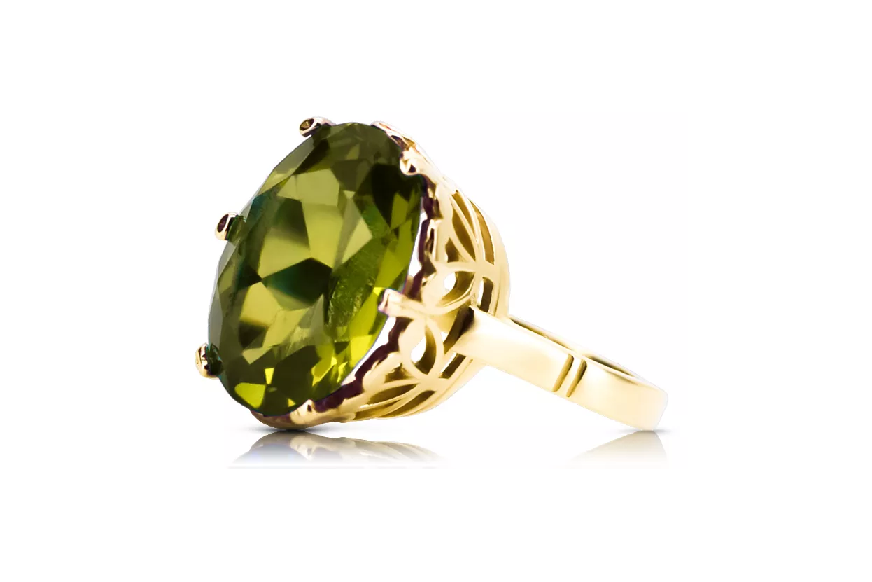 خاتم اللون الأصفر 14 كارت من الذهب الأصفر مجوهرات فينتاج vrc130y